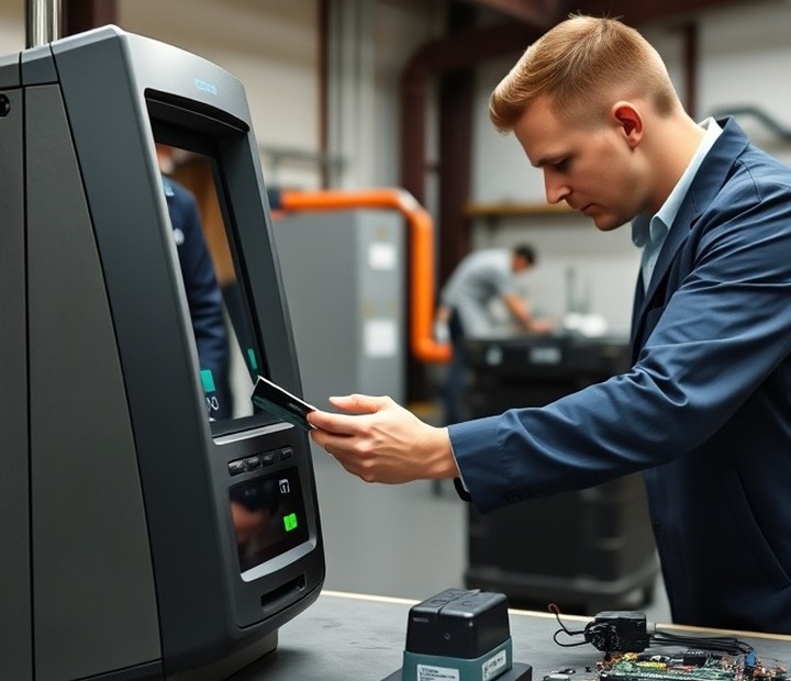 Self-service terminal fitted with anti-skimming protection